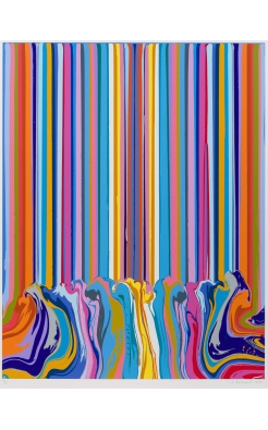 Ian Davenport, Mirrored Blue Enamel, 2022