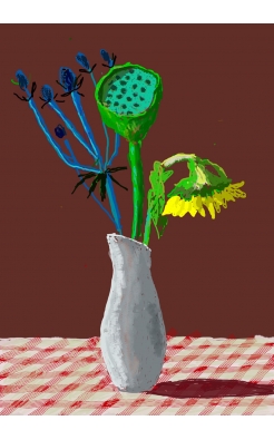 David Hockney, Sunflower with Exotic Flower, 19th March 2021