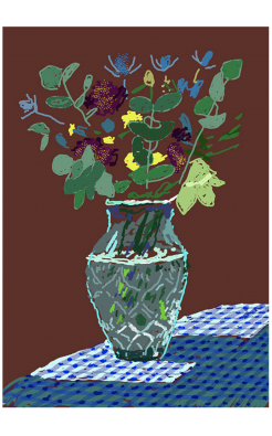 David Hockney, 25th March 2021, Flowers on the Table Edge, 2021