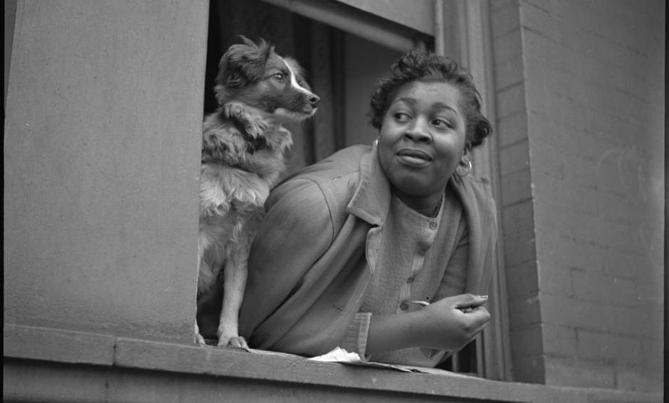 Gordon Parks, Woman and Dog in Window, Harlem, New York, 1943