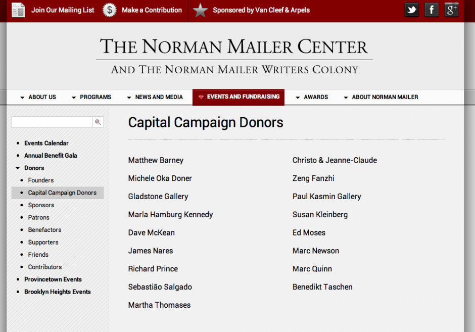The Norman Mailer Center Campaign Donors The Norman Mailer Center Campaign Donors