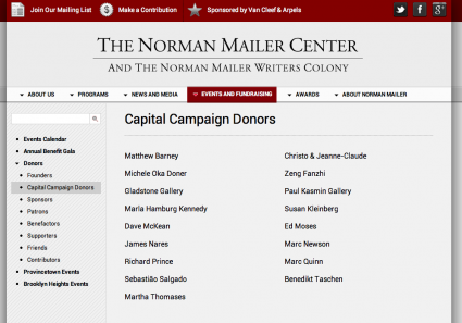The Norman Mailer Center Campaign Donors