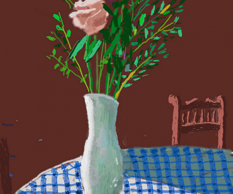 David Hockney, 4th February 2021, Flowers in a White Vase with Chair, 2021 David Hockney, 4th February 2021, Flowers in a White Vase with Chair, 2021