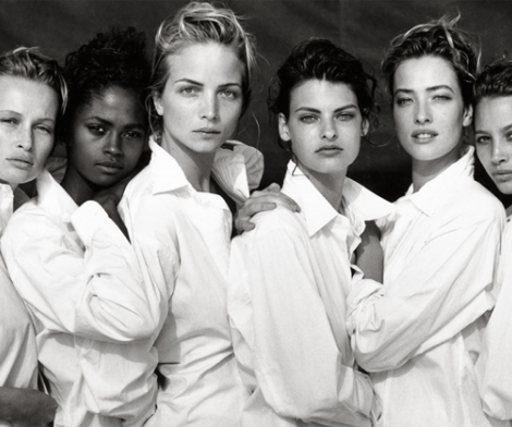Peter Lindbergh, Estelle Lefébure, Karen Alexander, Rachel Williams, Linda Evangelist, Tatjana Patitz, Christy Turlington, Santa Monica, California, 1988