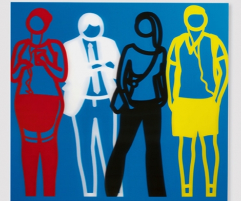 Julian Opie, Red White Black Yellow (Standing People), 2019/20