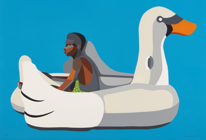 Derrick Adams, Boy on Swan Float, 2020