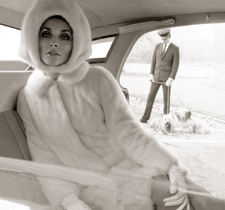 Neal Barr, Sharon Tate in Emeric Partos Mink Coat and Hood by Halston, Harper’s Bazaar, 1968 Neal Barr, Sharon Tate in Emeric Partos Mink Coat and Hood by Halston, Harper’s Bazaar, 1968