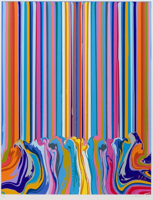 Ian Davenport, Mirrored Blue Enamel, 2022