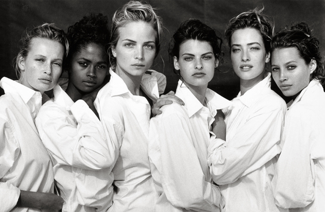 Peter Lindbergh, Estelle Lefébure, Karen Alexander, Rachel Williams, Linda Evangelist, Tatjana Patitz, Christy Turlington, Santa Monica, California, 1988