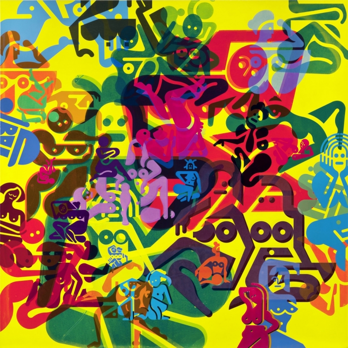 Ryan McGinness, Figures on Yellow Background