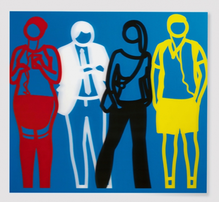 Julian Opie, Red White Black Yellow (Standing People), 2019/20