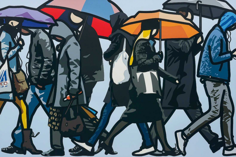 Julian Opie, Walking I the Rain, London, 2015