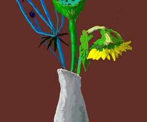 David Hockney, Sunflower with Exotic Flower, 19th March 2021 David Hockney, Sunflower with Exotic Flower, 19th March 2021