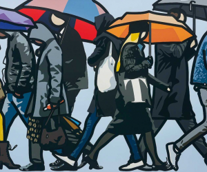 Julian Opie, Walking I the Rain, London, 2015 Julian Opie, Walking I the Rain, London, 2015